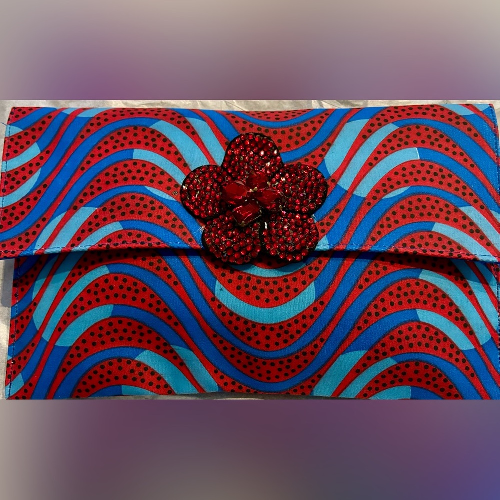 Red and Blue clutch Bag with Versatile Style